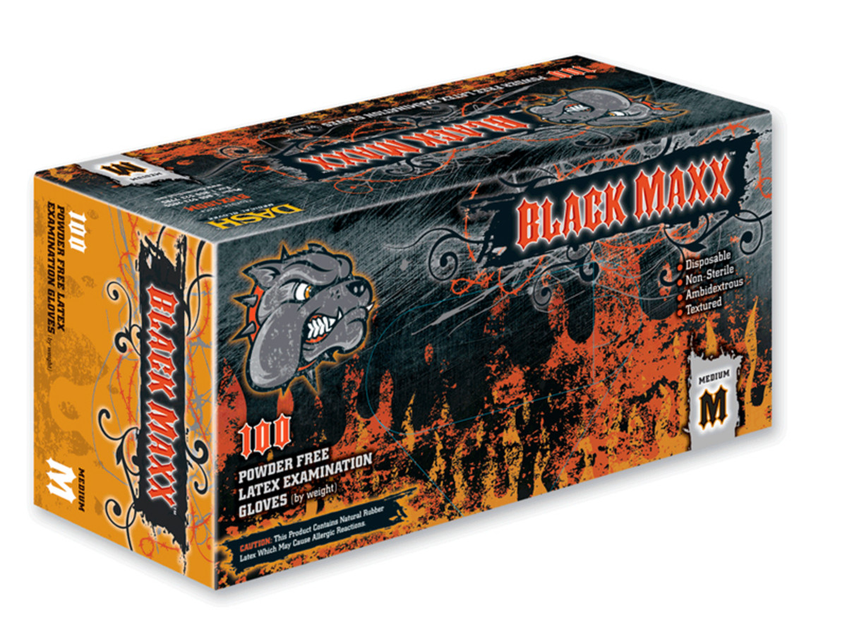 Black Maxx Latex Exam Gloves (Case) (28079)